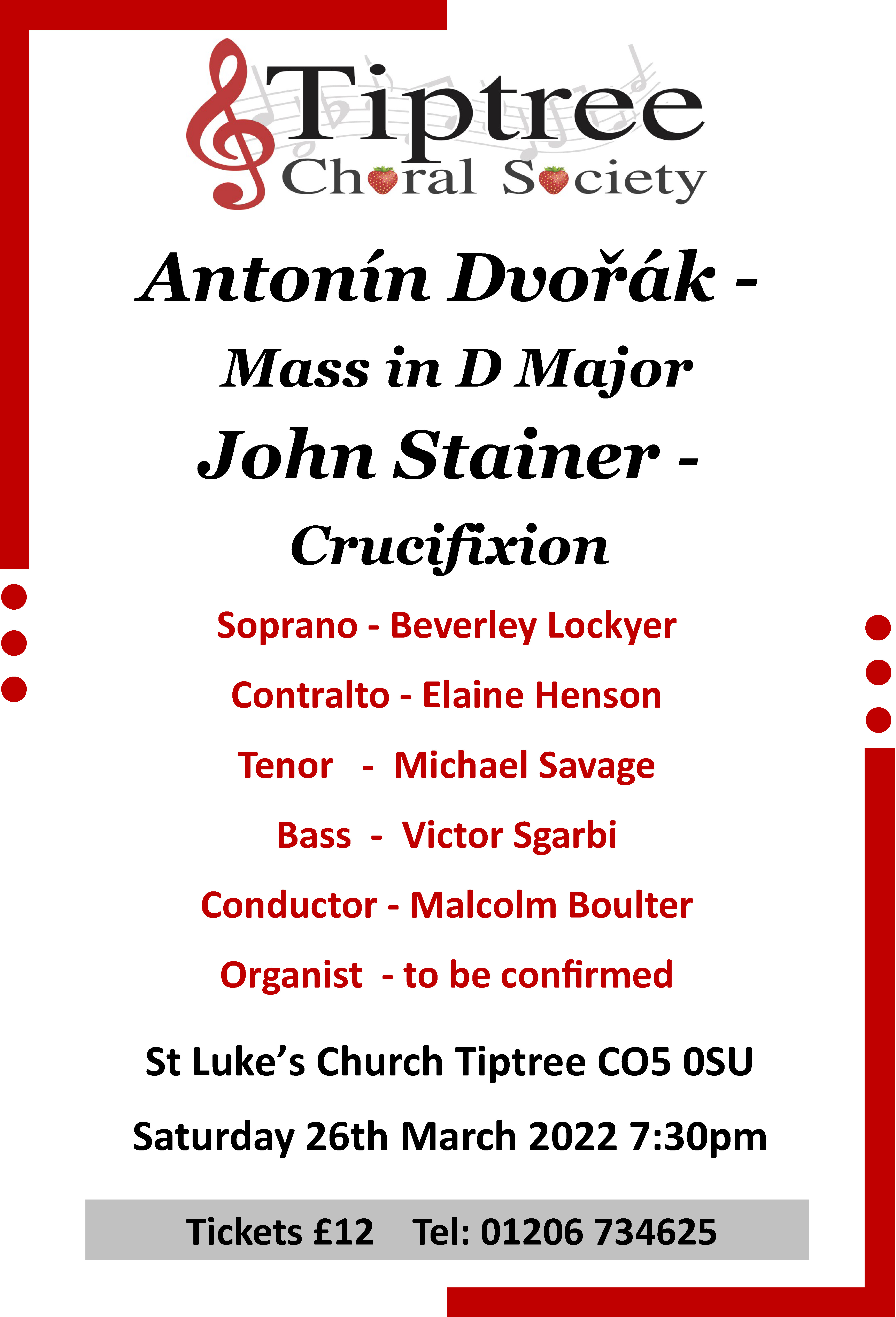 Image of Dvorak Mass in D and Stainer Crucifixion Poster